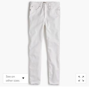 High Waisted Raw Edge 10” Toothpick White Jeans